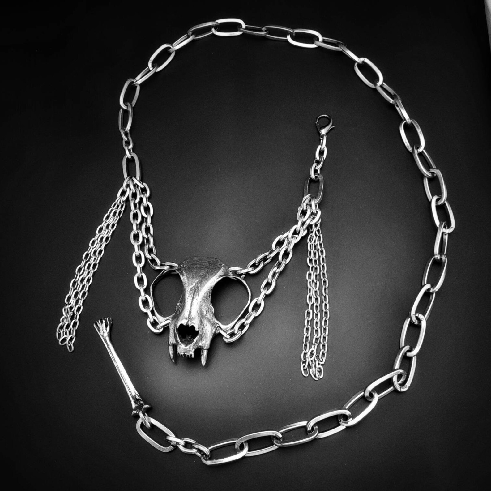 Cat Skull Chain Belt Etsy