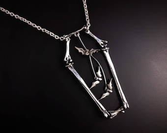 Coffin Bats Necklace. Coffin. Made to Order