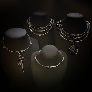 Bone chokers. Single & Triple bone chokers. Chicken Bones. Bone jewelry.