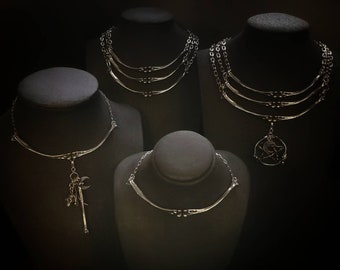 Bone chokers. Single & Triple bone chokers. Chicken Bones. Bone jewelry.