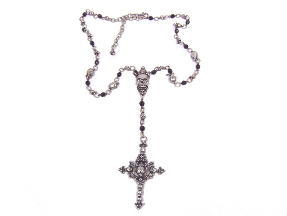 Skull rosary necklace clearance