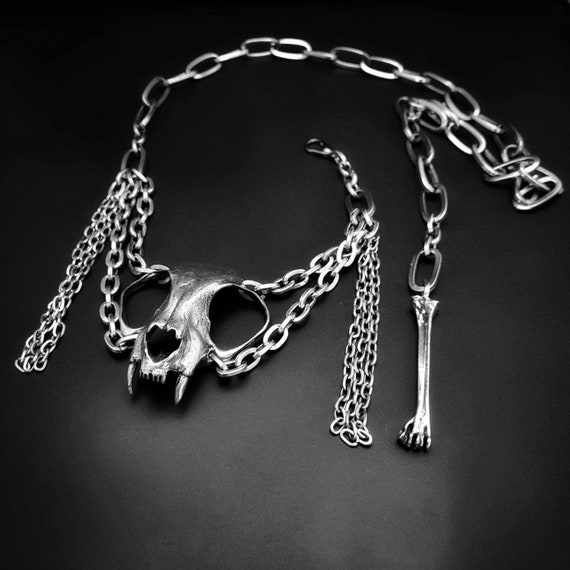 Cat Skull Chain Belt Etsy Finland