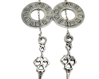 Clock Earrings. Antique Clock Earrings. Clock Hands Earrings. Misfits. Wires