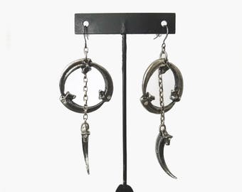 Raven Moon Ear Wire. Raven Earrings. Claw Earrings. Raven Claw Earrings. Talon Earrings. Moon Earrings. Moon Jewelry.Wire earrings. Departed