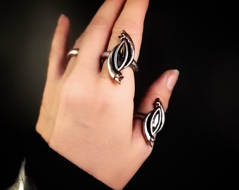 Owl Claw Navette Ring. Claw Ring. Bird Claw Ring