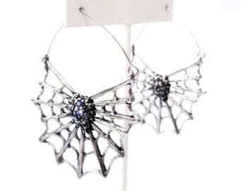 Spider web hoops. Tunnel earrings. Spider web jewelry. Misfits.