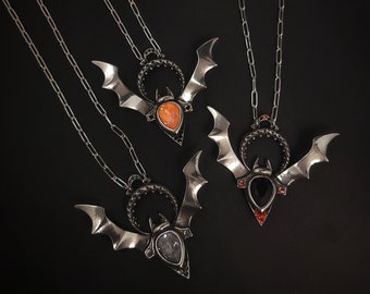 Crystal Moon Bat Pendant