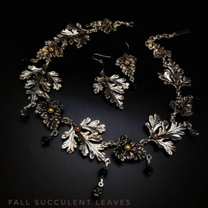 Leaf collar. Succulent leaves. Succulent jewelry. Autumn jewelry. EDN. Made to Order