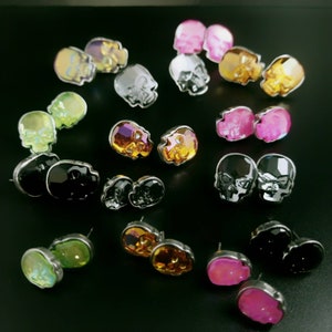 Crystal Skull Stud Earrings.  Skulls. Posts. Skulls