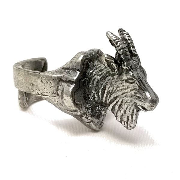 Goat Ring. Mounted Goat. Taxidermy. Gothic