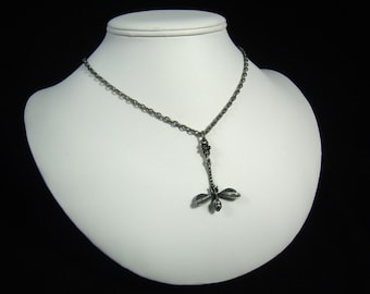 Small Dragonfly Necklace. Skull dragonfly. Skn
