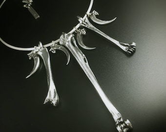 Raven Conspiracy Collar. Bone Necklace. Raven Bones. Bird Bone Necklace. DBN