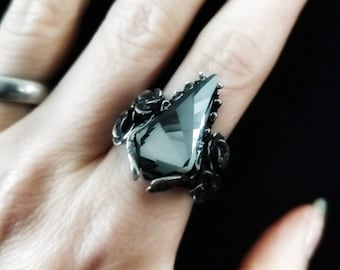 Crystal Bat Jaw Ring