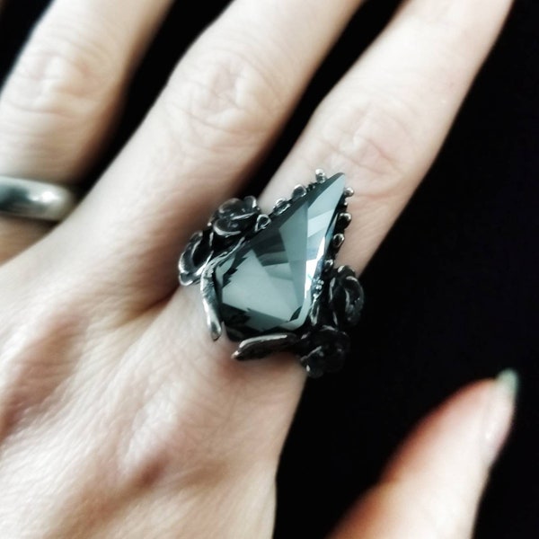 Crystal Bat Jaw Ring. Made to Order