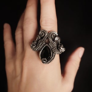 Crystal Seahorse Cocktail Ring