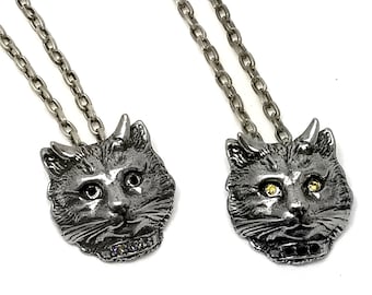 Devil Kitty Necklace. Cat Necklace. Fmn