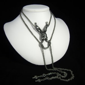 Large Jackalope Necklace. Bunny. Lariat. Bolo. Fmn