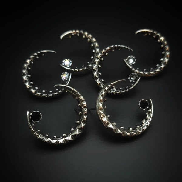 Studded Moon Post Earrings. Made to Order