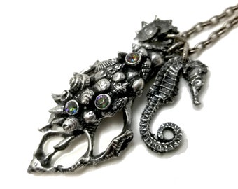 Dead Sea Cluster Necklace. Shell Necklace. Seahorse Necklace. Sealife. DSLN