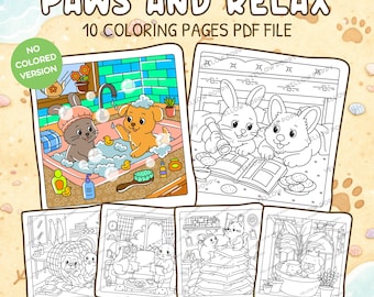 Páginas para colorear de Patas y Relajación - Animales - Archivo PDF de 10 páginas