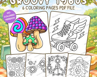 Páginas para colorear de los años 60: Diseños atrevidos (Descarga digital) - Colorear fácilmente