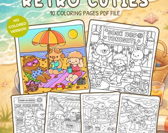 Dibujos para colorear de animales retro - 10 hojas para colorear - Descarga PDF imprimible