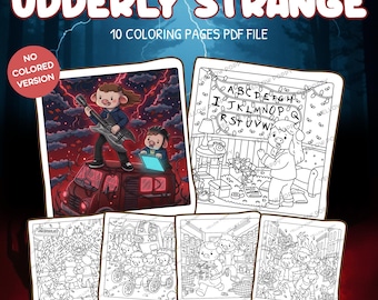 Páginas para colorear extrañas / Libro para colorear de vacas espeluznantes / Escenas sobrenaturales inspiradas en la televisión / Descarga digital imprimible