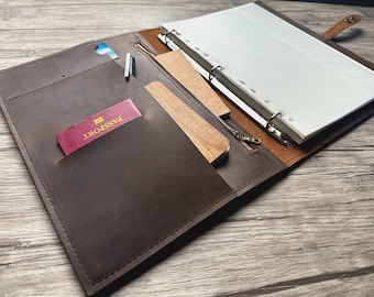 Personalized Refillable Leather Journal: A5 B5 A4 Lined / Blank Binder Notebook Cover