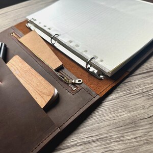 Rustic Leather Portfolio Binder Personalized Zippered Organizer Folder Case