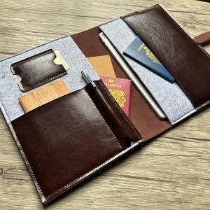 Leather Organizer Personalized A4 B5 iPad Tablet Sleeve Felt Folder Portfolio Case