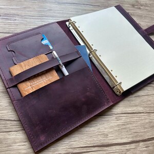 Lila Leder Binder personalisierte Portfolio Organizer Ordner Hülle