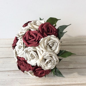 Book Bouquet, Paper Bouquet, Custom Book Bouquet, Wedding Bouquet Burgundy, Book Flowers, Paper Roses, Eternity Blossom image 1