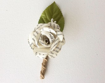 1 Book Boutonniere, Paper Boutonniere, Book Boutineer, Customize Your Own Boutonniere