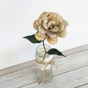 Book Flower, First Anniversary Gift, Paper Flower, Single Flower image 6