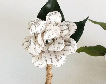 Book Boutonniere, Paper Boutonniere, Book Boutineer