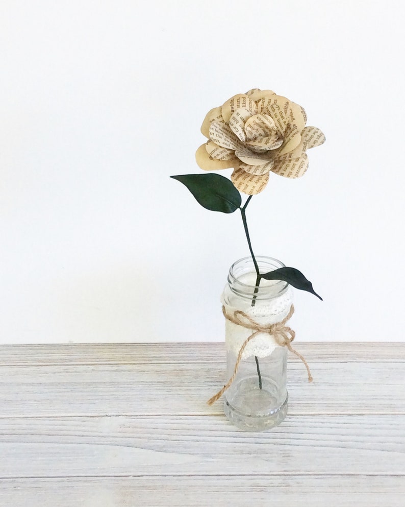 Book Flower, First Anniversary Gift, Paper Flower, Single Flower image 4