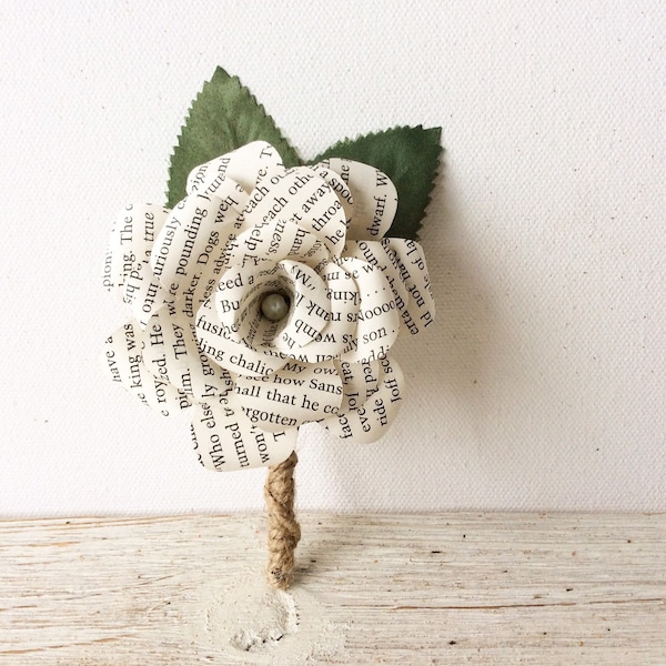 Book Boutonniere, Paper Boutonniere, Book Boutineer