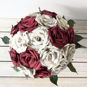 Book Bouquet, Paper Bouquet, Custom Book Bouquet, Wedding Bouquet Burgundy, Book Flowers, Paper Roses, Eternity Blossom image 6