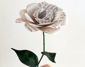 Book Flower, First Anniversary Gift, Paper Flower, Single Flower