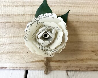 Book Boutonniere, Paper Boutonniere, Book Boutineer