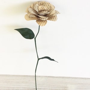 Book Flower, First Anniversary Gift, Paper Flower, Single Flower image 5