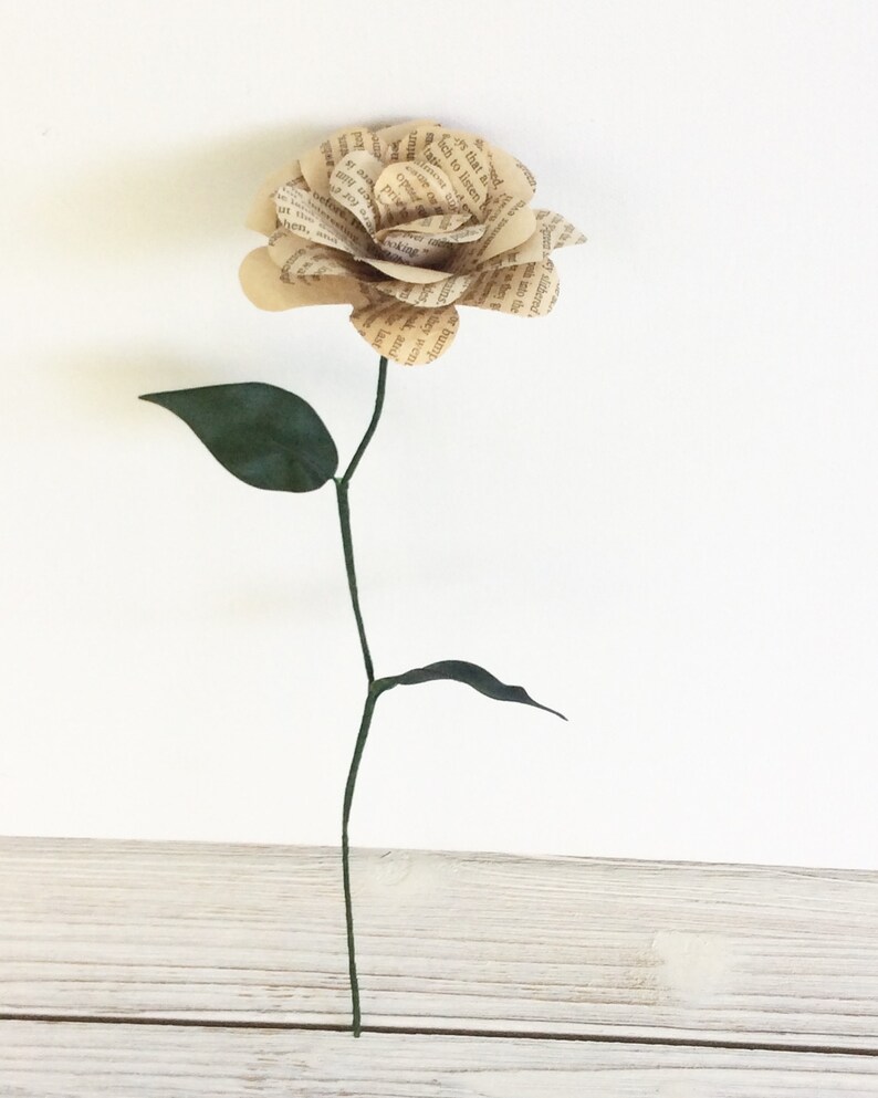 Book Flower, First Anniversary Gift, Paper Flower, Single Flower image 5
