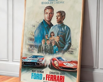 Ford v Ferrari Movie Canvas Poster—Unique Home Decor and Gift Wall Decorations, Frameless