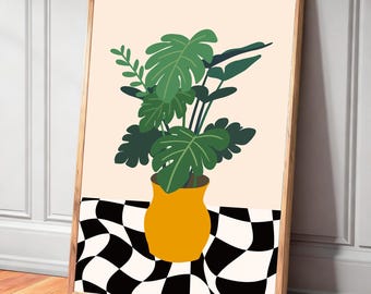 Abstract Plant Large Leaf Art Poster,Digital Download