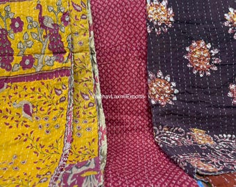 Wholesale Lot Of Indian Vintage Kantha Quilt Handmade Throw Reversible Blanket Bedspread Cotton Fabric BOHEMIAN quilt