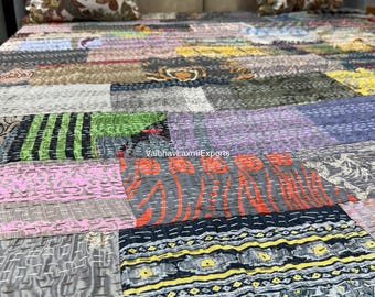 Trapunta patchwork boho, trapunta kantha, trapunte vintage fatte a mano, trapunte boho king size, coperte, copriletto, trapunte hippie in vendita.