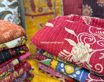 Sale On Outdoor picnic/beach throw blanket kantha bed cover cotton quilt indian kantha quilts for sale 85X55 Inches