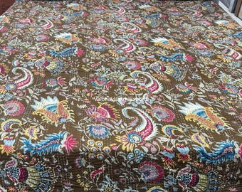 Indiase kantha-deken, Indiase katoenen kantha-quilts, kantha-sprei, 100% katoen, handblokkantha-quilt, gudari-katoen