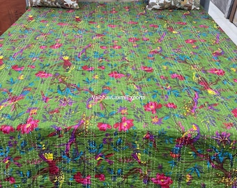 New Print Indian Kantha Quilt Handmade Kantha Bedcover Indian Kantha Bedspread Throw Cotton Blanket Gudari Kantha Quilt For Sale ,Gift