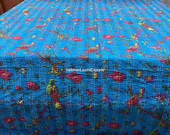 Colcha hecha a mano para decoración de cama estilo boho, colcha kantha, funda de cama india, colcha antigua de algodón, manta decorativa